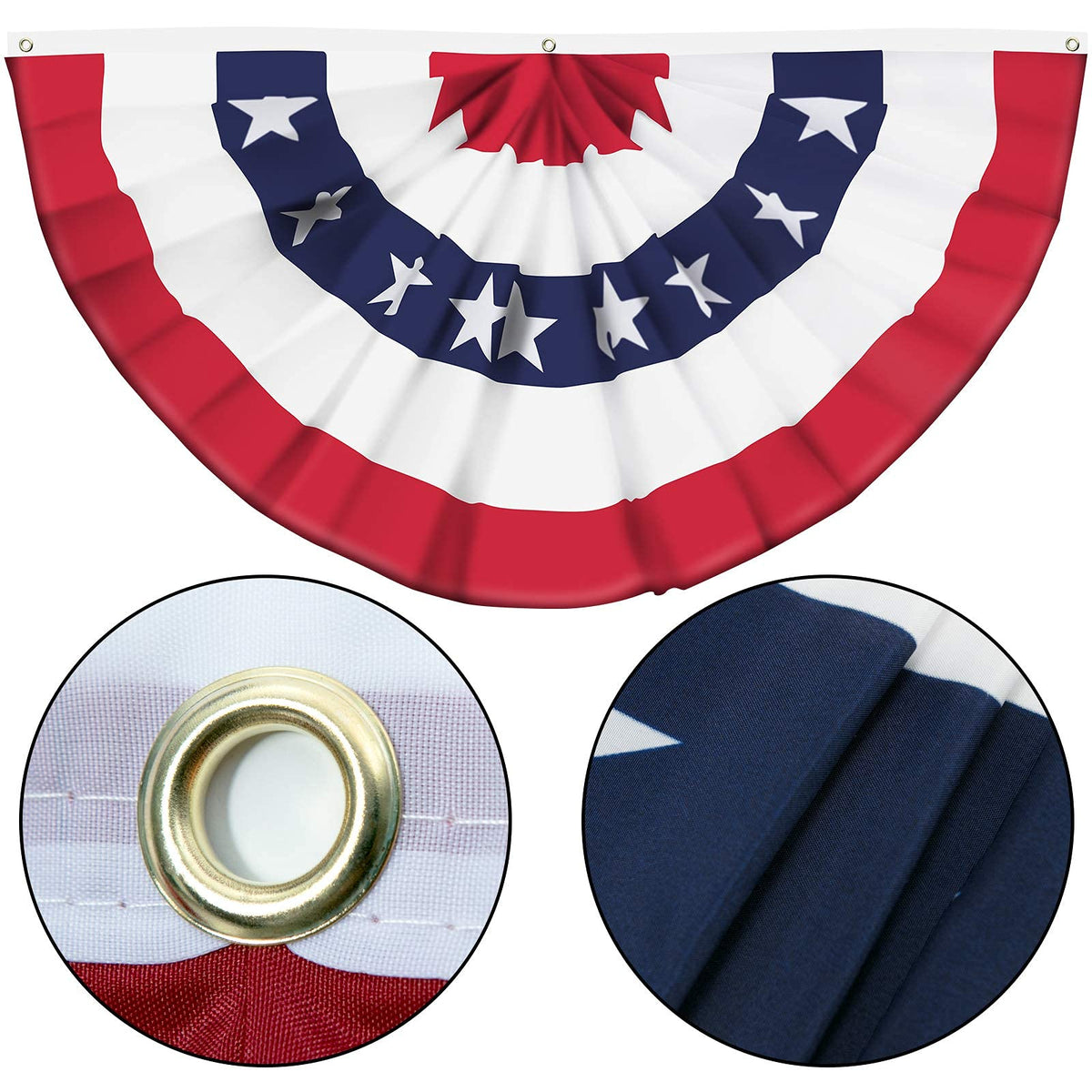 Booson patriotic stripes and stars design on bunting banner