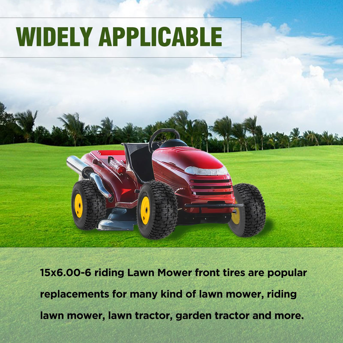 BOOTOP PIN 15x6-00-6 tires support heavy-duty tasks in residential or commercial lawn care.