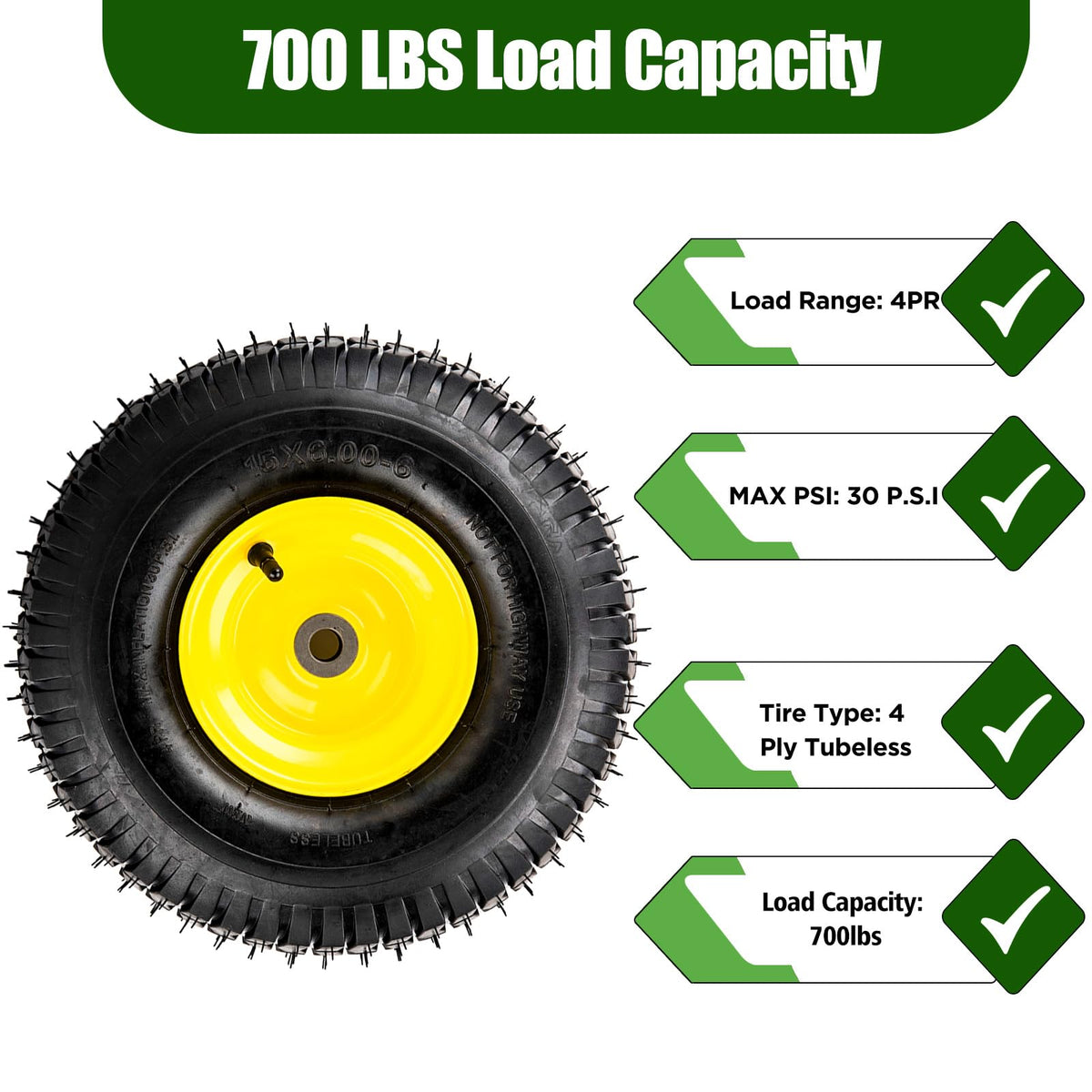 BOOTOP PIN tubeless design reduces downtime and puncture risk during mowing.