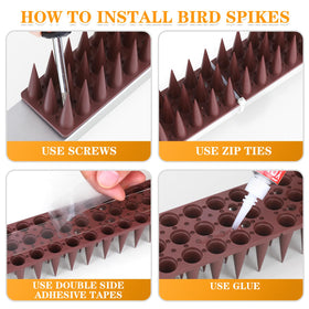 BORHOOD Bird Spikes along gutter line shield eaves from nesting.