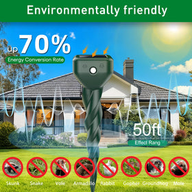 BORHOOD Mole Repellent Solar Stake provides up to 7,000 sq ft coverage per unit