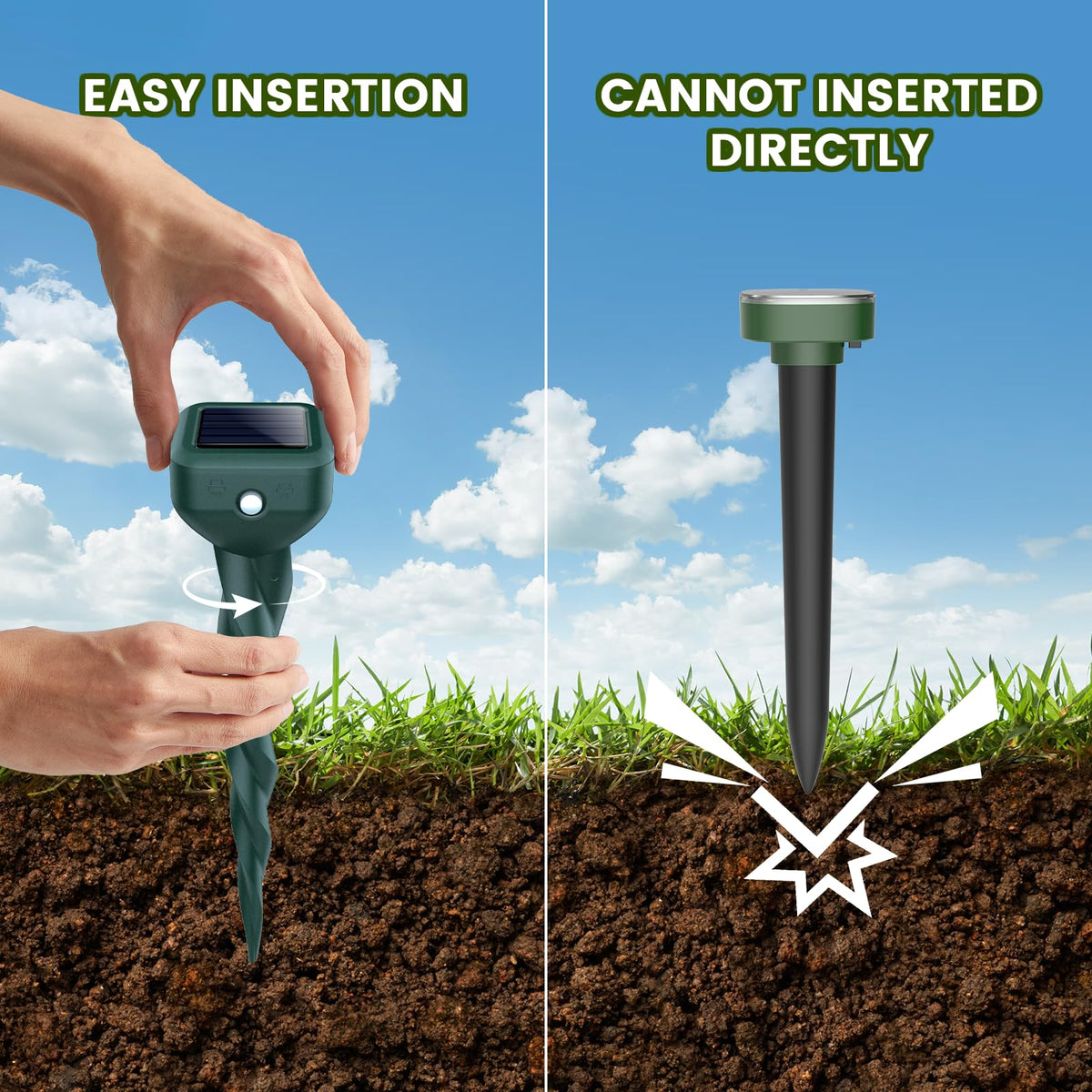 BORHOOD Mole Repellent Solar Stake durable construction withstands rain and harsh weather