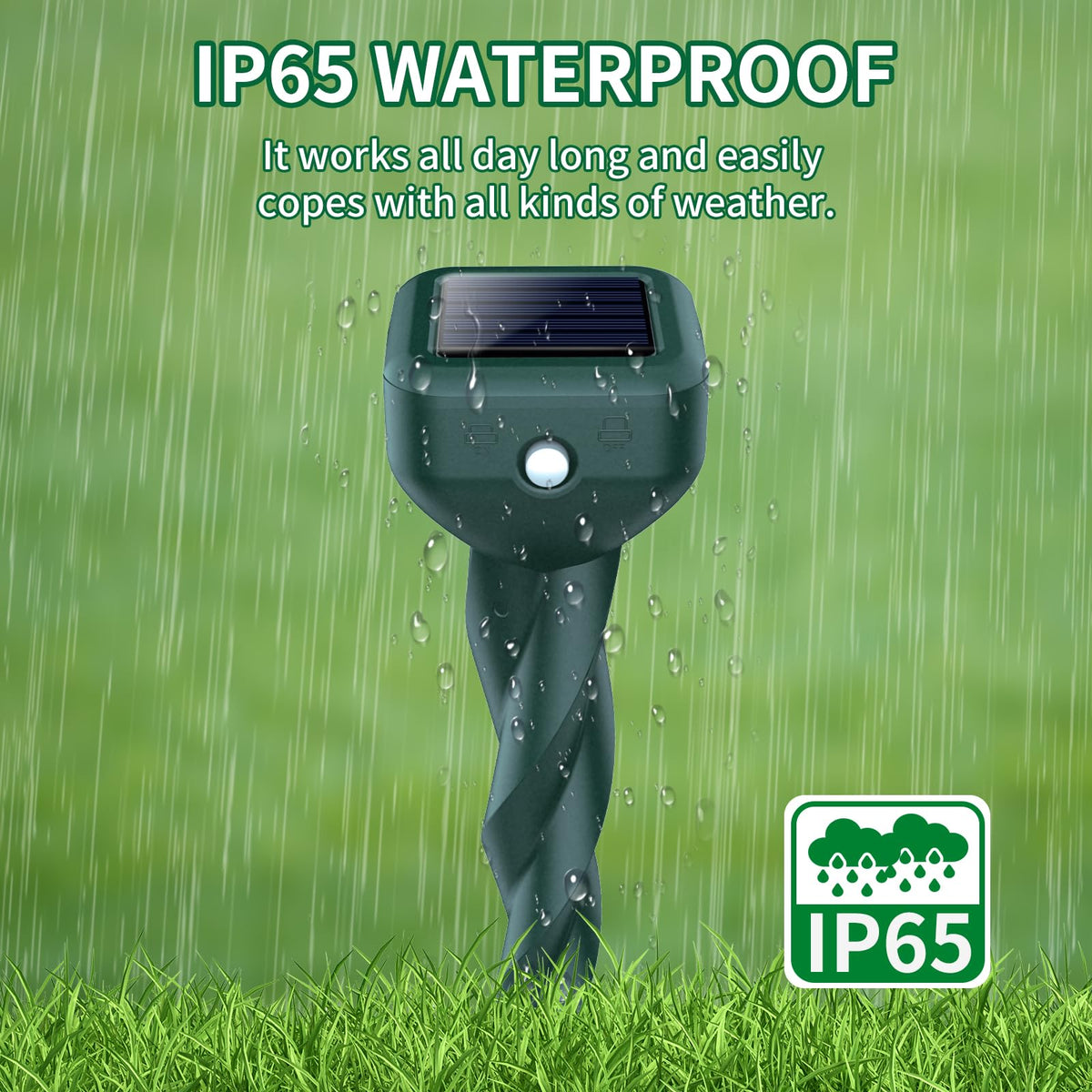BORHOOD Mole Repellent Solar Stake IP65 waterproof design for all-weather use