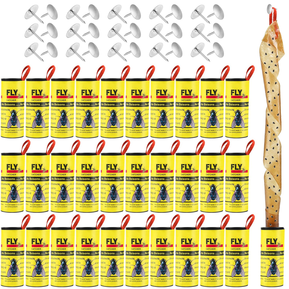 Boromine 30-rolls fly strips packaging highlights value and easy setup.