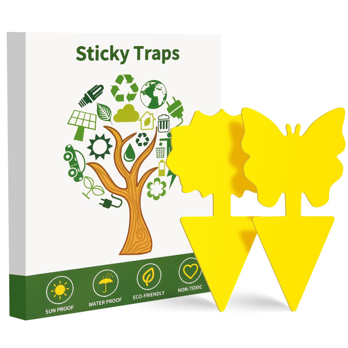 Boromine fruit fly traps in a yellow pack, ideal for greenhouse pest control.