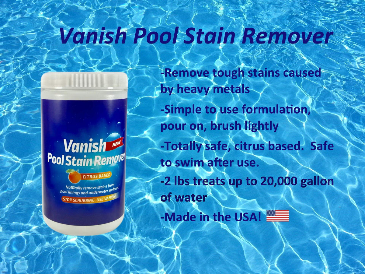 Bosh Chemical Vanish on vinyl pool area demonstrates rust and metal stain resistance.