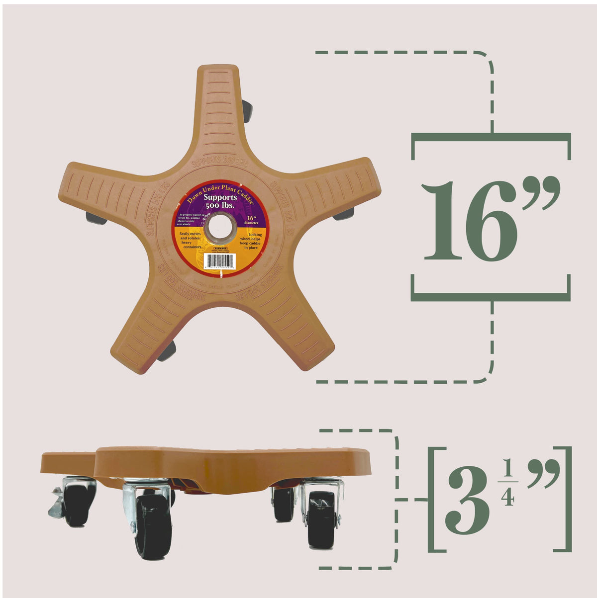 Locking caster feature on the Bosmere Caddie keeps pots secure
