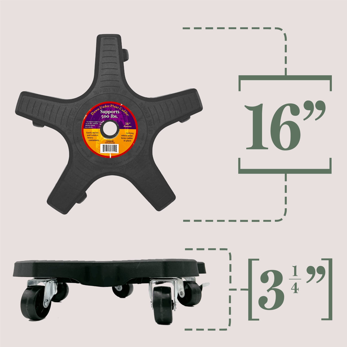 Bosmere Down Under Plant Caddie UV-resistant plastic resists sun and weather.