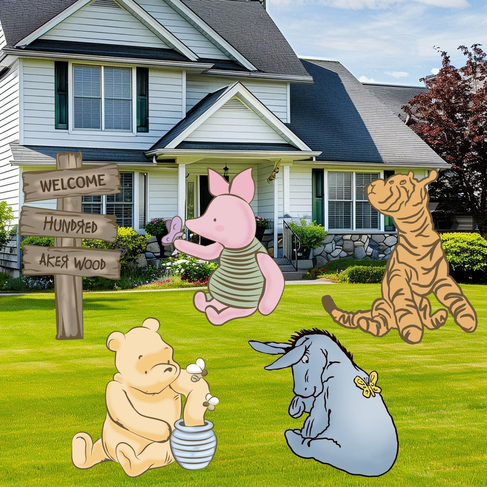 BOSNN Pooh yard signs 5-pack ready for outdoor lawn display