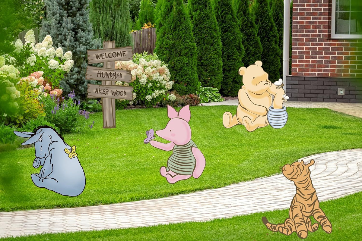 BOSNN Pooh yard signs with stakes for quick lawn decorating