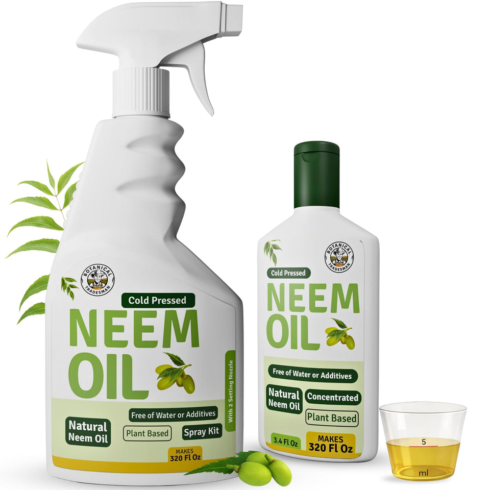 Botanical Tradesman Neem Oil Spray bottle close-up for easy indoor and outdoor plant care.