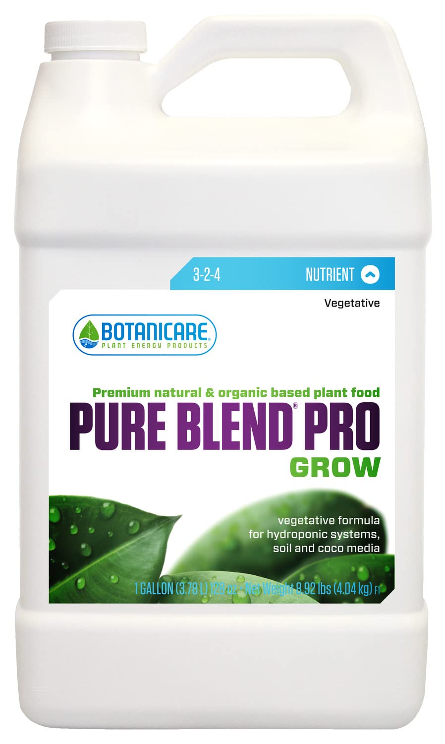 Botanicare Pure Blend Pro Grow bottle label and cap for precise dosing.