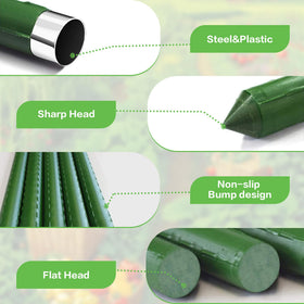 BOTINDO garden stakes sharpened-point ground insertion enables quick setup.