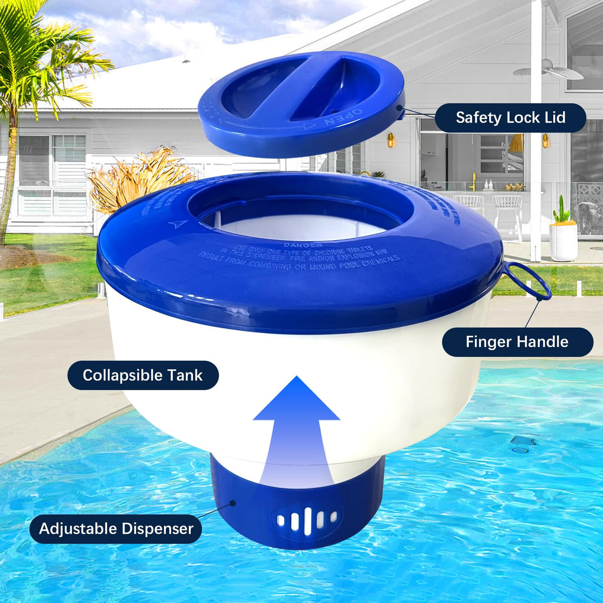 BOTINDO dispenser with lockable cap for safer chemical handling.