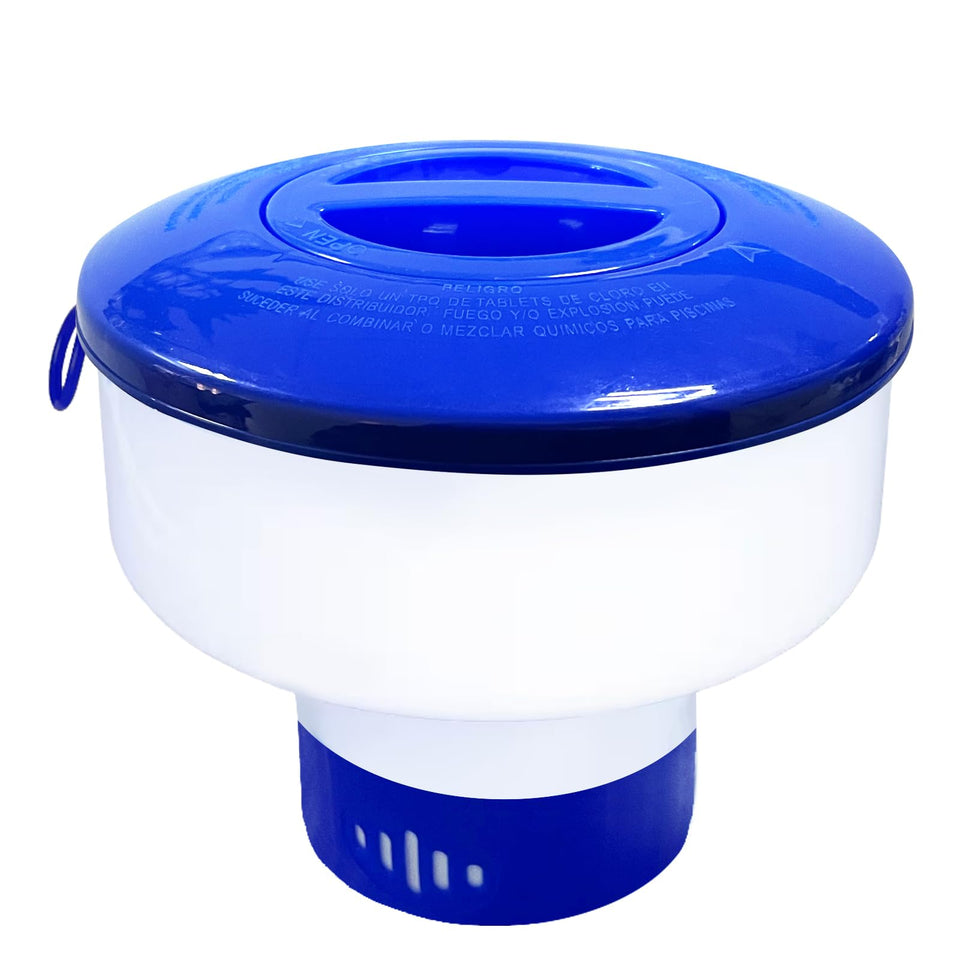 BOTINDO pool dispenser floating with chlorine and bromine compatibility for safe dosing.