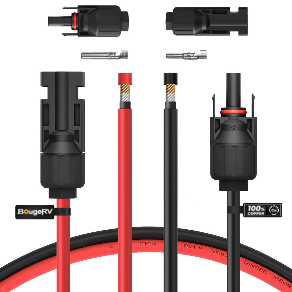 BougeRV 10ft red solar extension cable for panel-to-controller connections