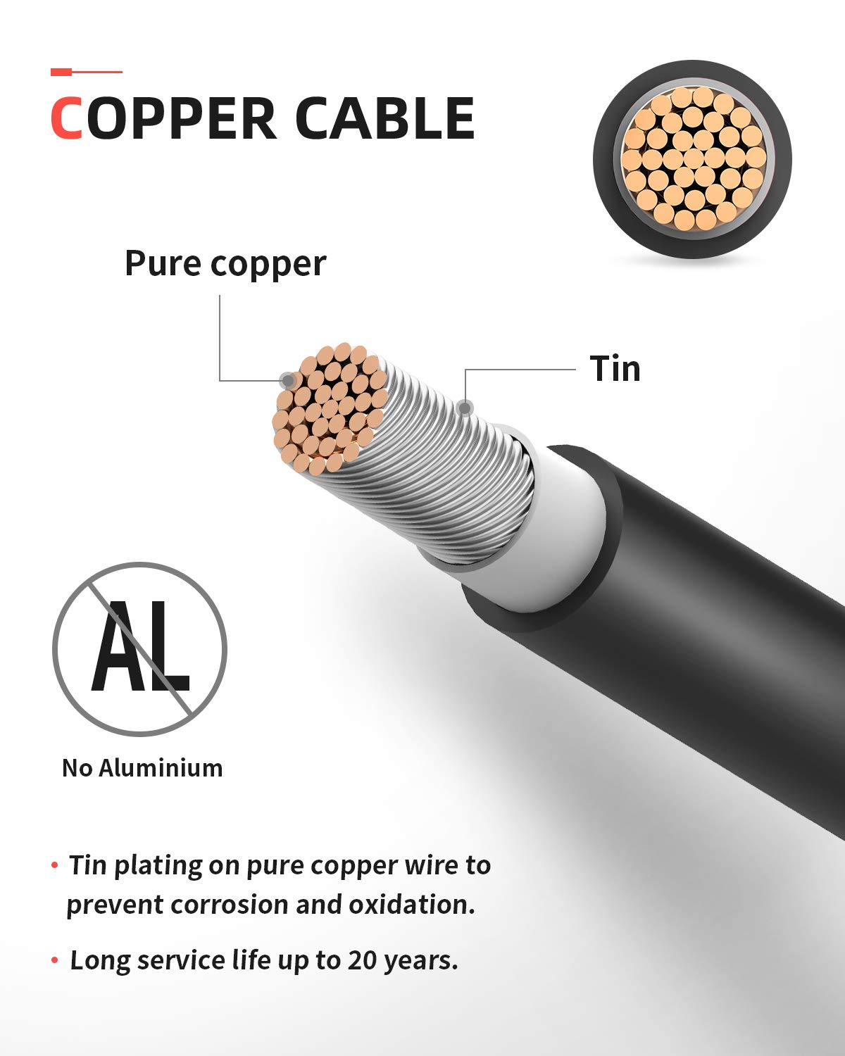 BougeRV 30ft black 10AWG extension cable built for durability in outdoor conditions