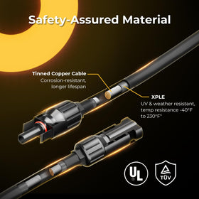 BougeRV 6mm² main line 10AWG delivers strong DC capacity for parallel arrays.