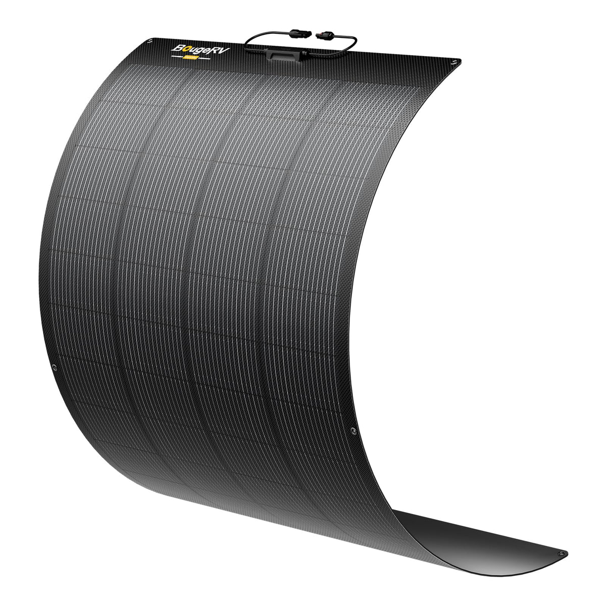 BougeRV Arch Pro 200W front view on RV roof, showcasing compact design.