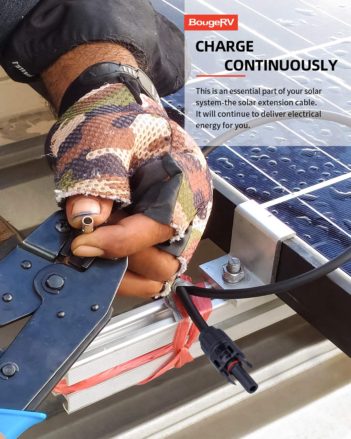 BougeRV locking connectors ensuring stable panel to controller connections