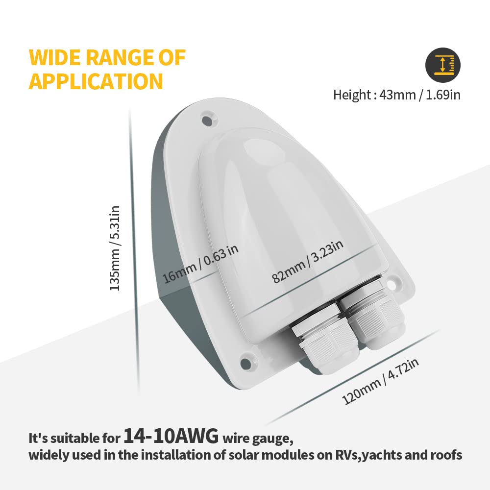 BougeRV solar cable entry gland ABS shell with UV inhibitors maintains color stability.