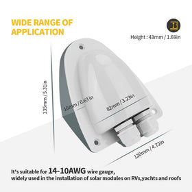 BougeRV solar cable entry gland ABS shell with UV inhibitors maintains color stability.