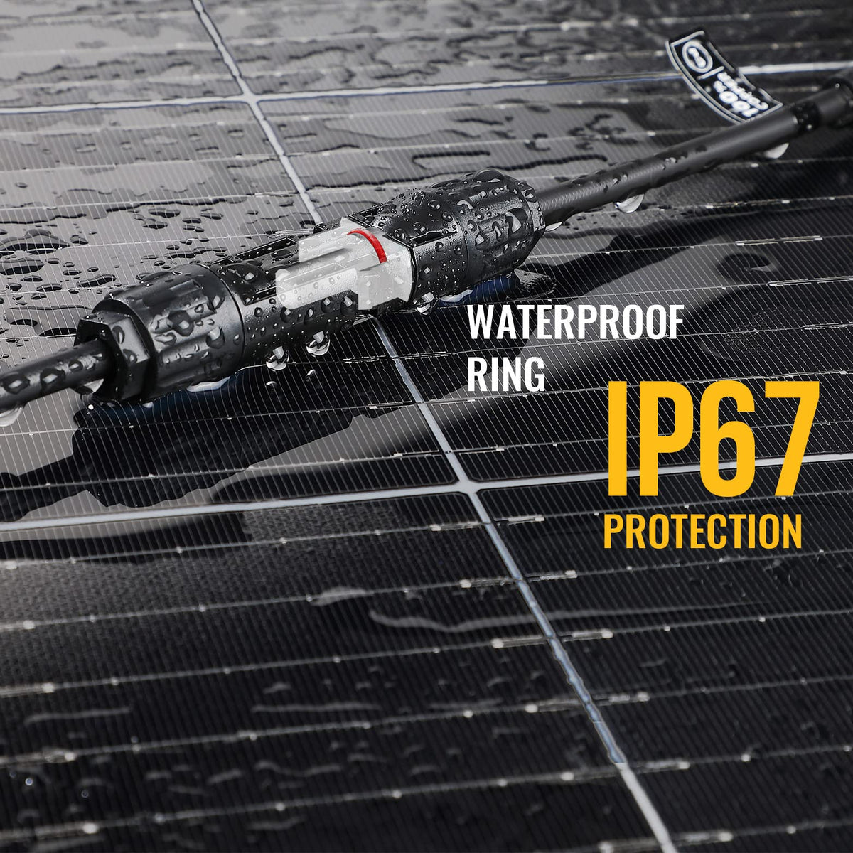 BougeRV IP67 waterproof ring on male connector for outdoor use.