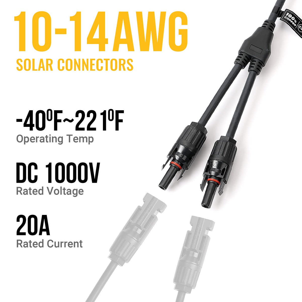 BougeRV plug-and-play Y-branch with built-in lock for easy disconnection.
