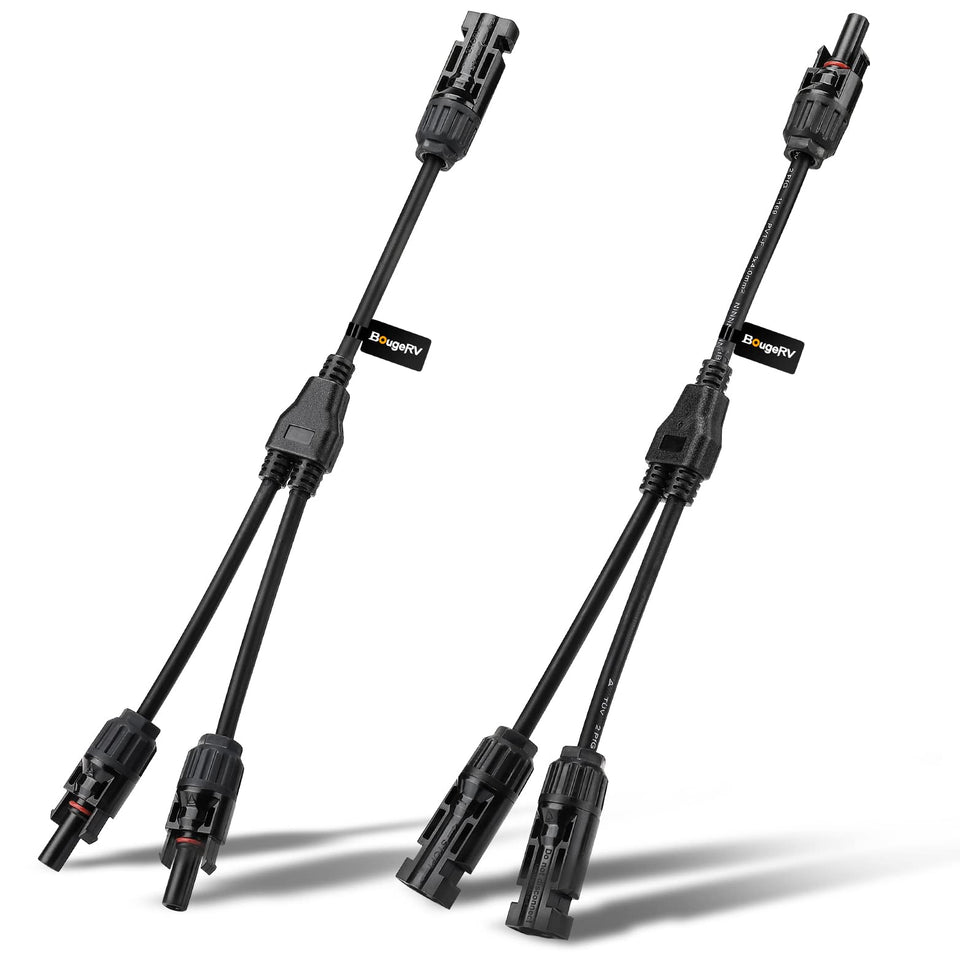 BougeRV Y-branch connectors for parallel solar panel wiring.