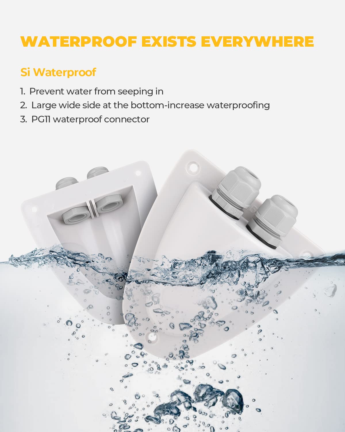 BougeRV waterproof design, gasket close-up, reliable cable protection.