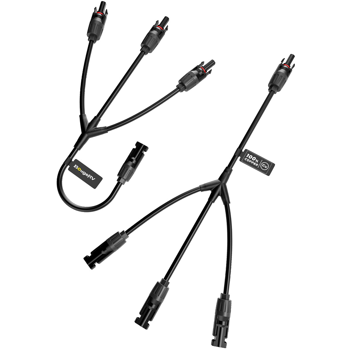 BougeRV Solar Y-branch connectors 1-to-3 FFF enable parallel panel wiring.