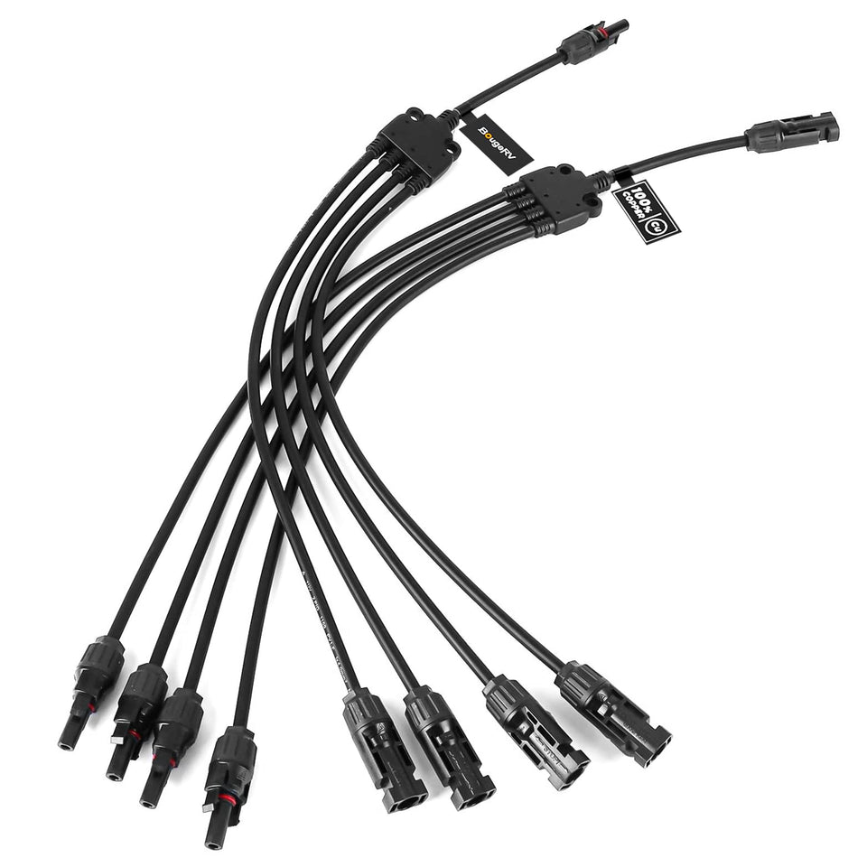 BougeRV solar Y-branch connectors enable four-panel parallel wiring in one kit
