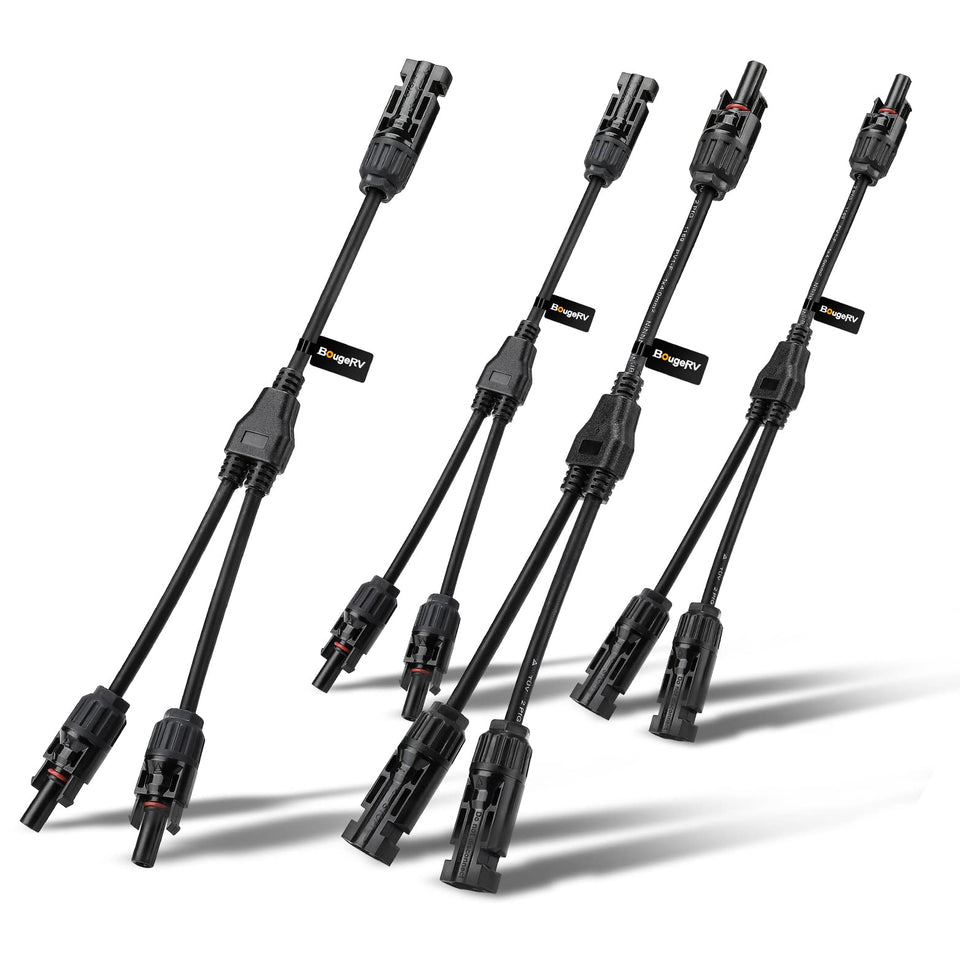 BougeRV Y-branch parallel connector kit for solar panels with easy wiring.