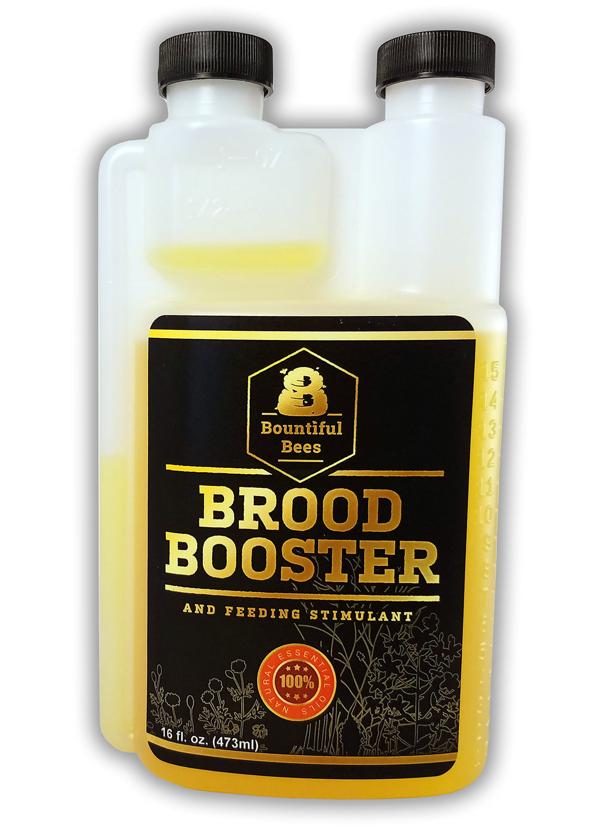 Bountiful Bees Brood Booster bottle with measuring spout for precise feeding