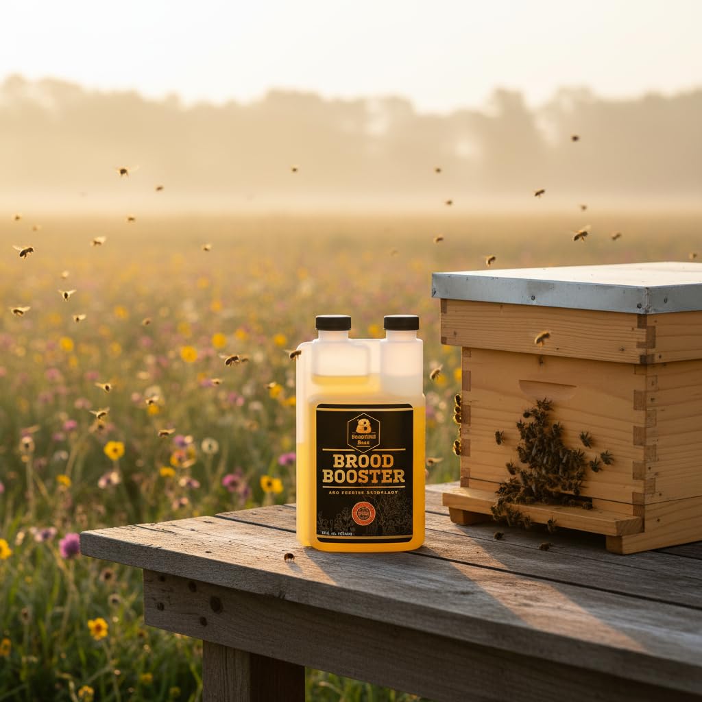 Bountiful Bees Brood Booster mixed with sugar syrup to support colony buildup