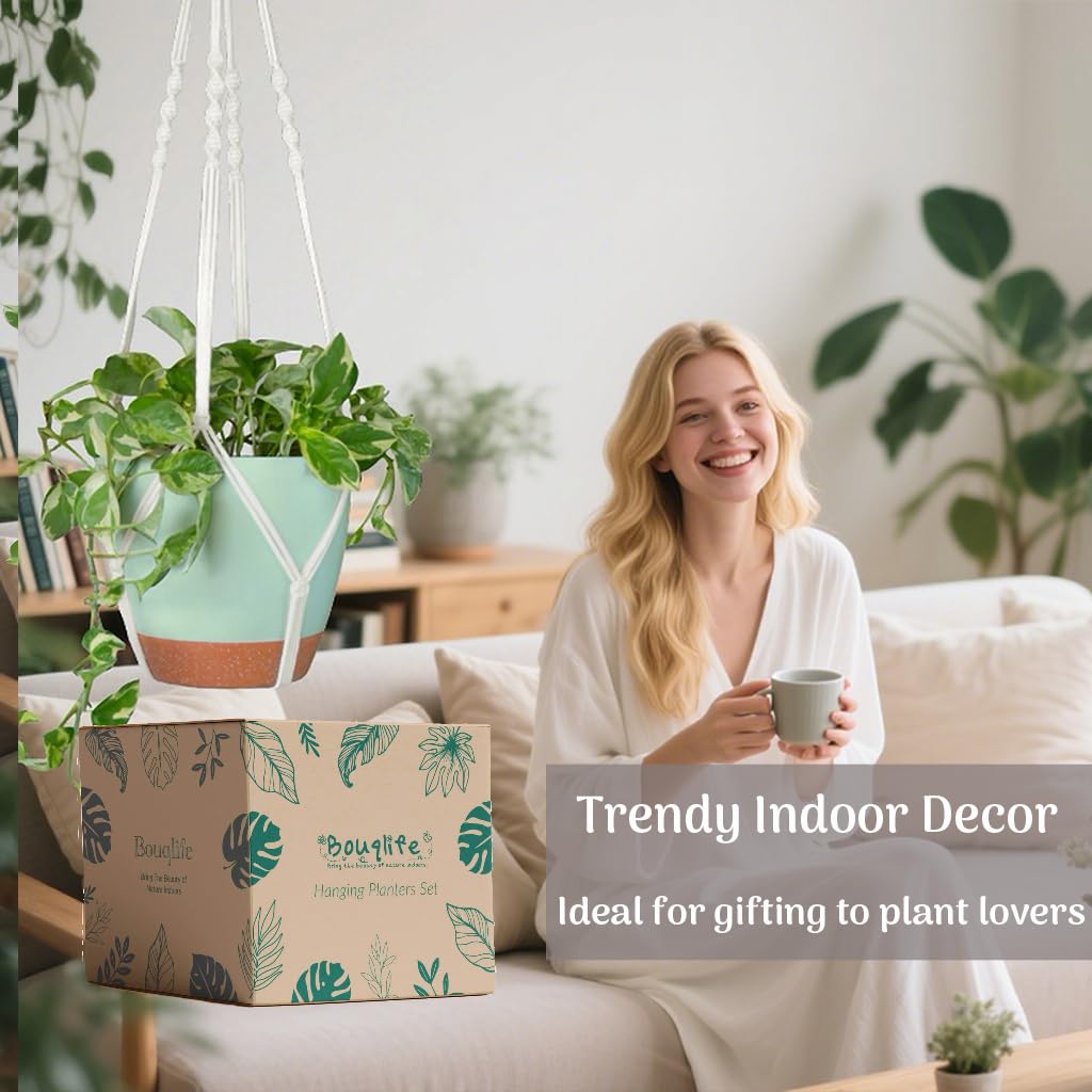 Bouqlife indoor-outdoor hanging planter ideal for balcony and patio spaces.