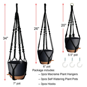 Bouqlife 7-inch self-watering pot showcases absorbent rope and water reservoir feature.