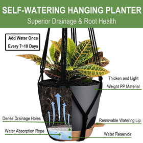 Bouqlife self-watering planter pair with macrame hanger creates stylish balcony garden display.