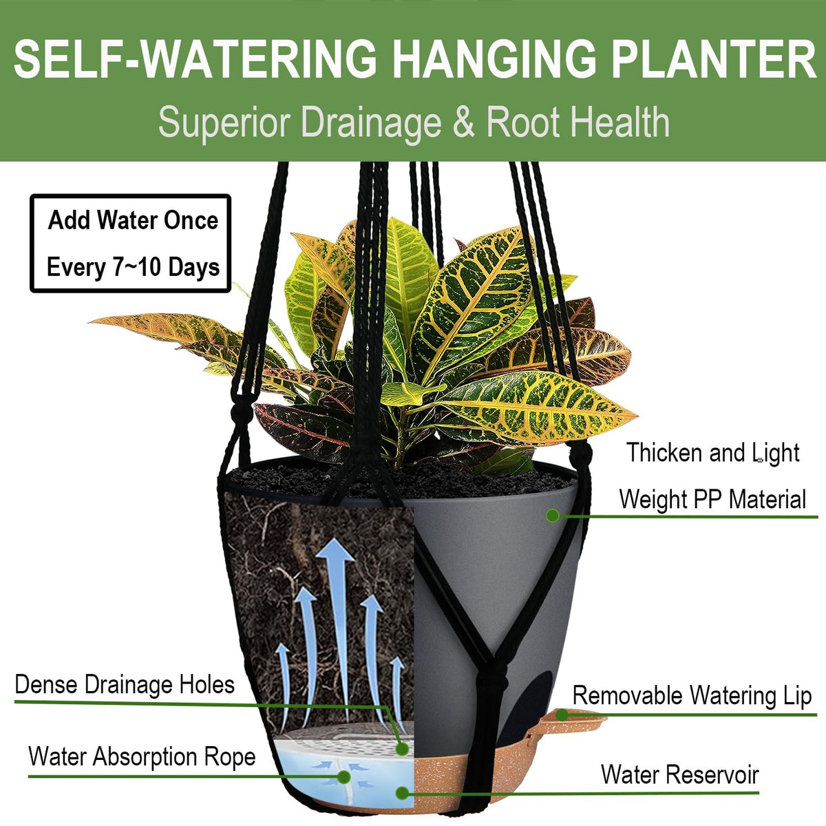 Bouqlife self-watering 7-inch pot ideal for compact spaces and tidy watering