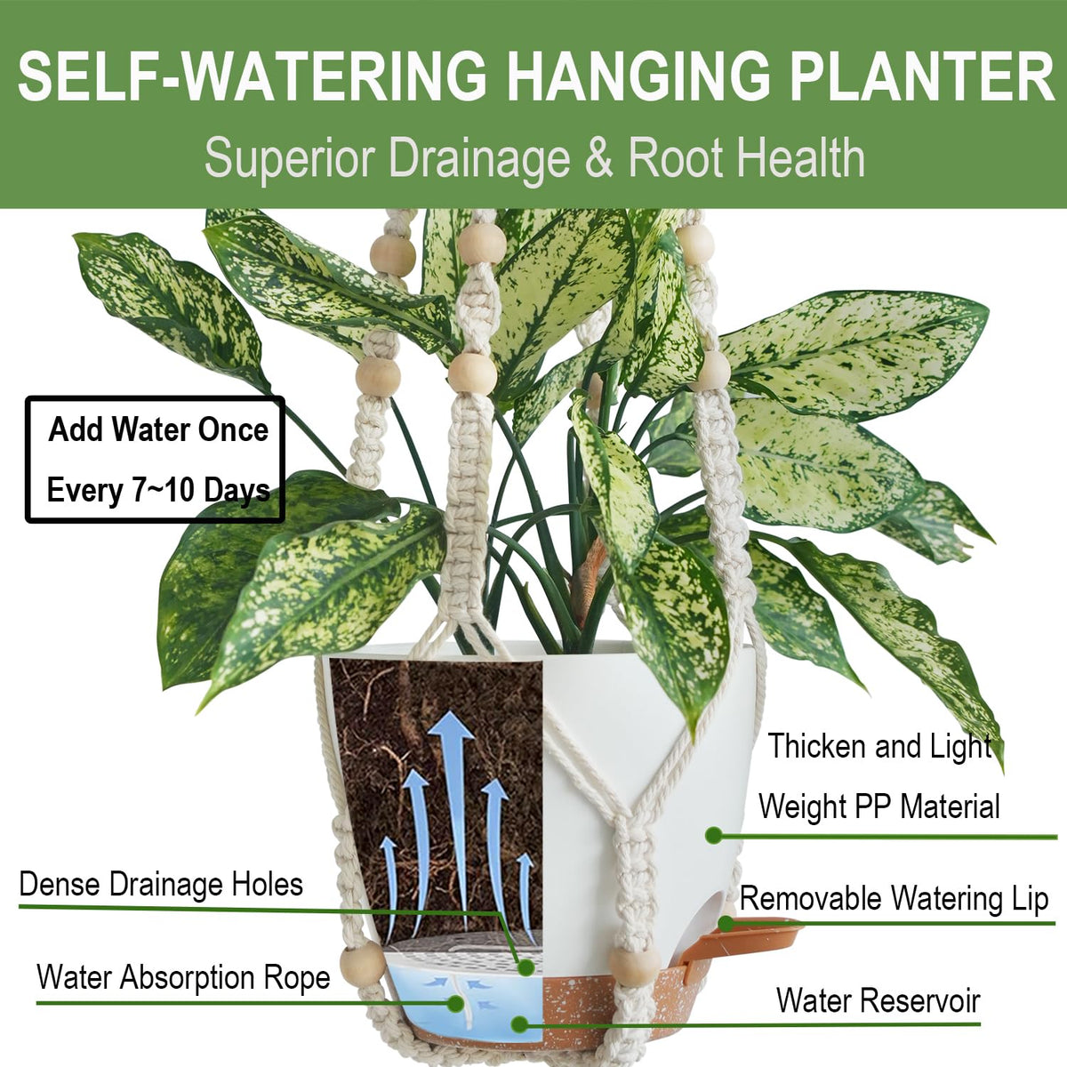 Bouqlife three-pack hanging planters with a 7-inch pot for compact plants