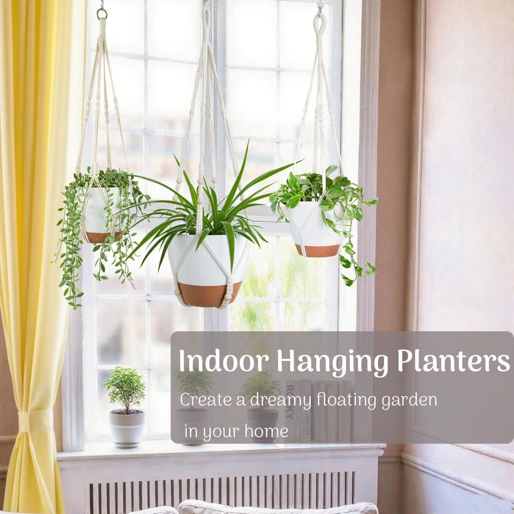 Bouqlife three-pack hanging planters with an 8-inch pot for mid-size greenery