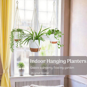 Bouqlife three-pack hanging planters with an 8-inch pot for mid-size greenery