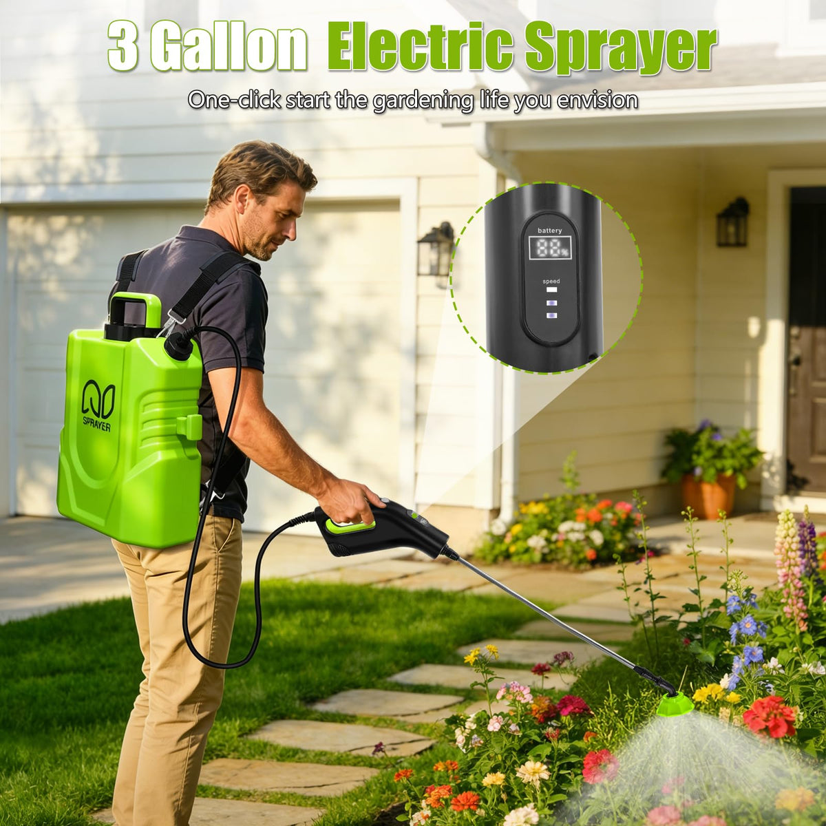 Bourid sprayer with 5 nozzles enables versatile garden spraying for beds and shrubs
