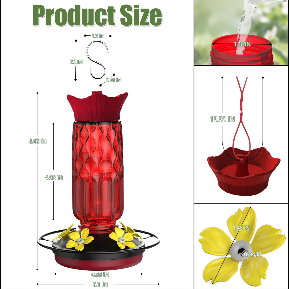 Bourid red transparent bottle lets you monitor nectar levels at a glance.