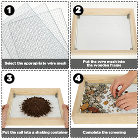 Bouticol wood dirt sifter 8mm mesh for pebbles and larger debris screening.