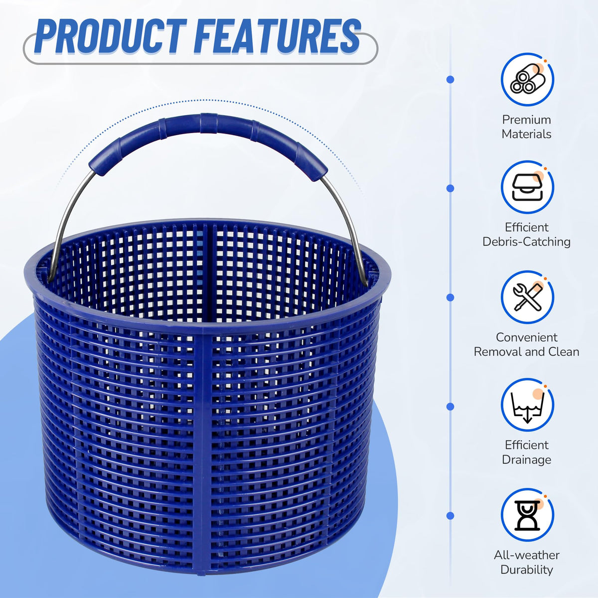 BOUYAO 7-inch top diameter fits in-ground pool skimmers securely.