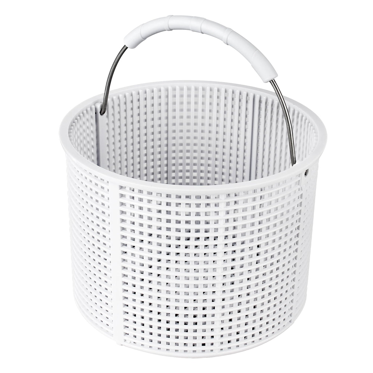 Bouyao upgrade pool skimmer basket with stainless handle for reliable lifting.