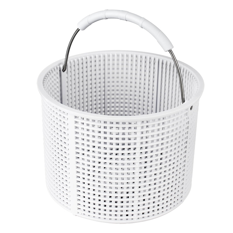 Bouyao upgrade pool skimmer basket with stainless handle for reliable lifting.