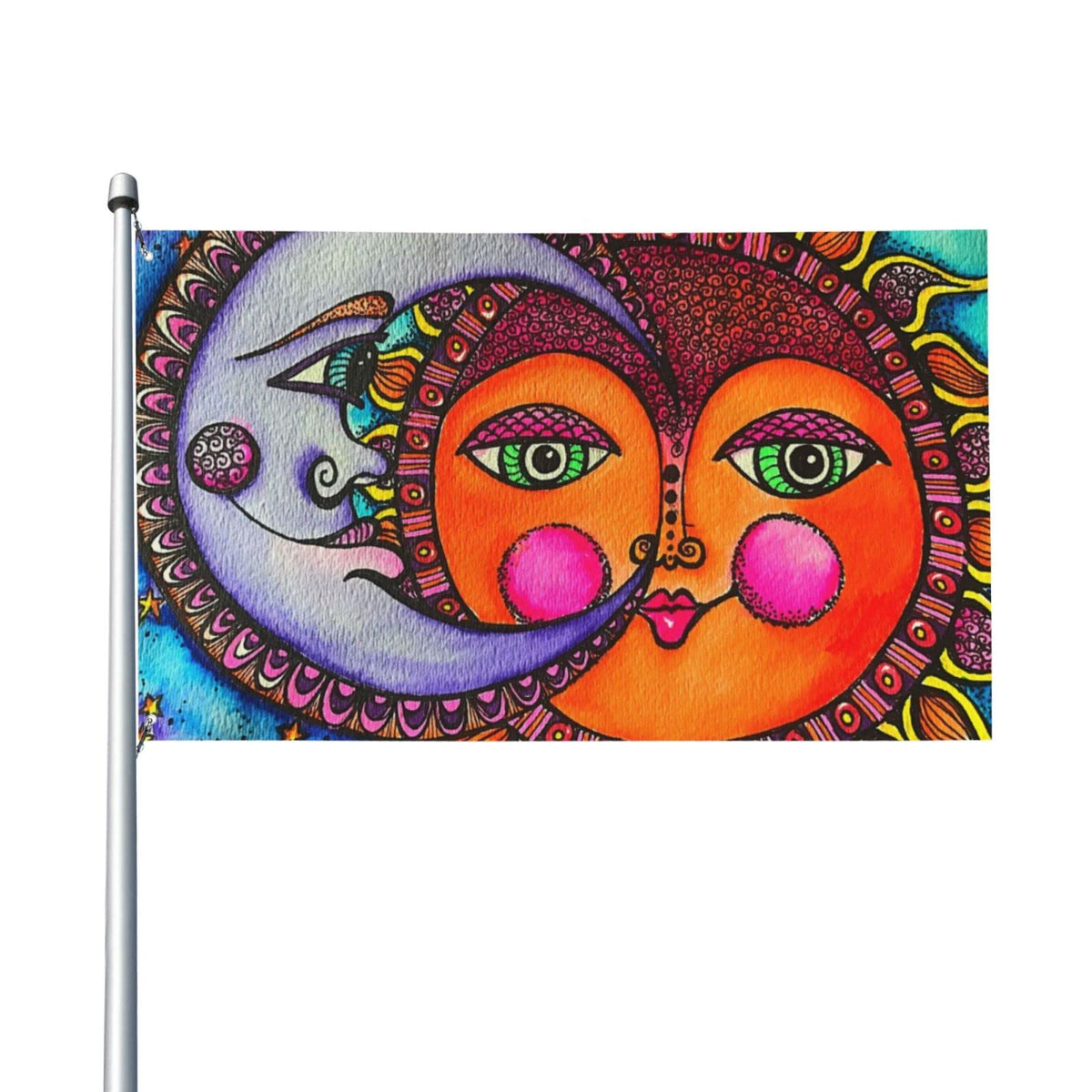 BOXIMIAO sun-moon celestial flag on a garden stake boosts curb appeal