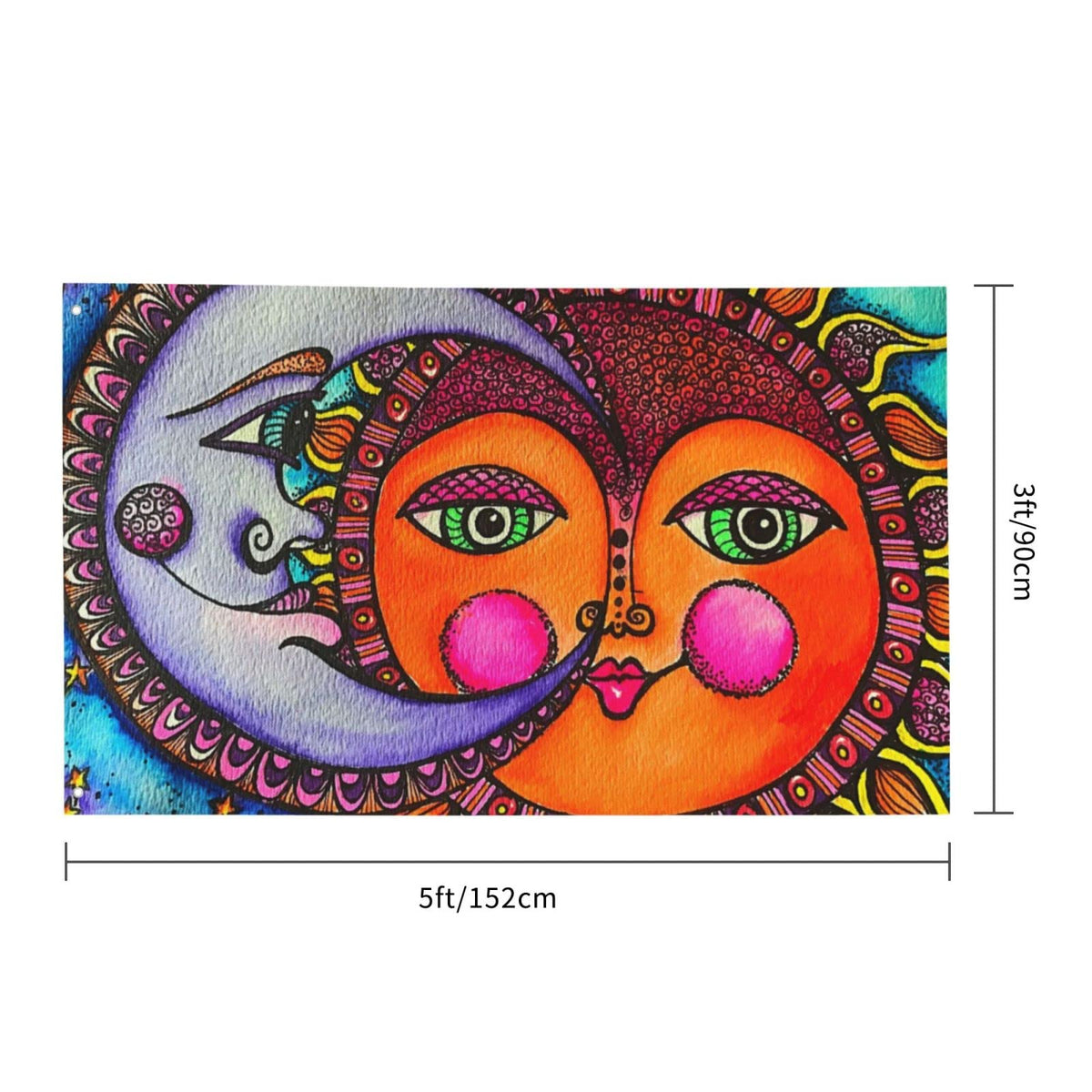 BOXIMIAO sun-moon flag measures 12x18 inches for easy porch mounting